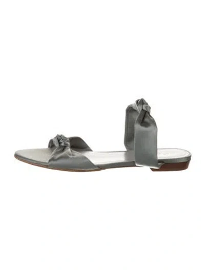 Pre-owned Le Monde Beryl Leather Slides In Blue