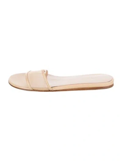 Pre-owned Le Monde Beryl Leather Slides In Neutrals