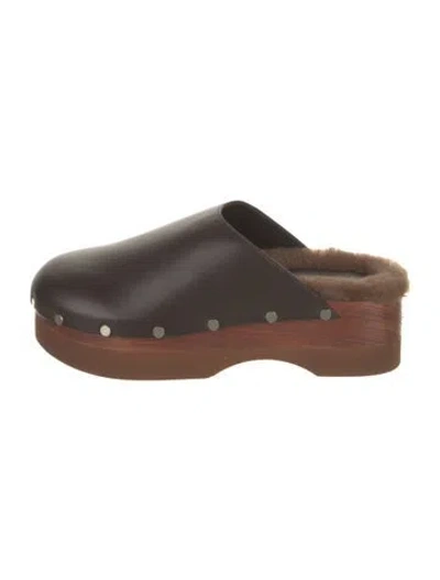 Pre-owned Le Monde Beryl Leather Slingback Flats In Brown
