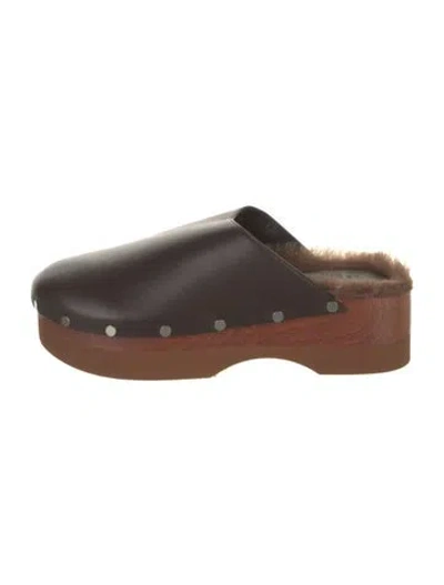 Pre-owned Le Monde Beryl Leather Slingback Flats In Brown