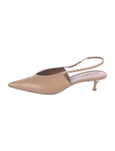 Pre-owned Le Monde Beryl Leather Slingback Pumps In Neutrals