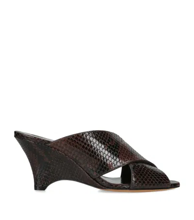 Le Monde Beryl Leather Sneak-effect Luca Mules 70 In Brown