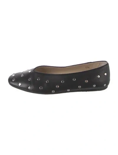 Pre-owned Le Monde Beryl Leather Studded Accents Ballet Flats In Black