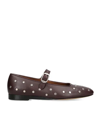 Le Monde Beryl Leather Studded Mary Jane Flats In Wine