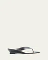 Le Monde Beryl Leather Micro Wedge Sandals 40 In Black