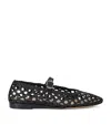Le Monde Beryl Black Mary Jane With Strap In Woven Leather Woman In Black