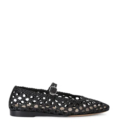 Le Monde Beryl Leather Woven Mary Jane Ballet Flats In Black