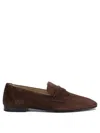 Le Monde Beryl Almond Toe Suede Finish Loafers In Brown