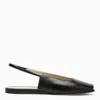 Le Monde Beryl Leather Sling Peep-toe Ballerina Flats In Black