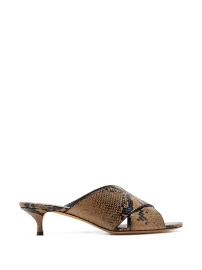 Le Monde Beryl Luca Snake-effect Kitten-heel Sandals In Animal Print