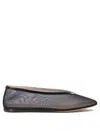 Le Monde Beryl Le Monde Béryl Black Leather Ballerinas In Fishnet Style In Black