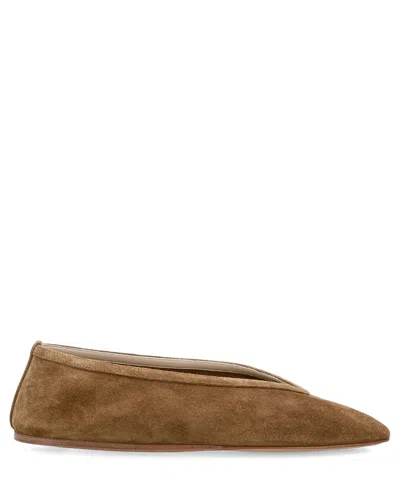 Le Monde Beryl Regency Satin Ballerina Flats In Brown