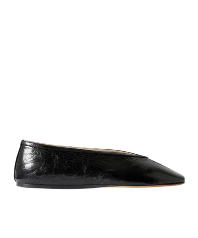 Le Monde Beryl Luna Crinkled-leather Ballet Flats In Black