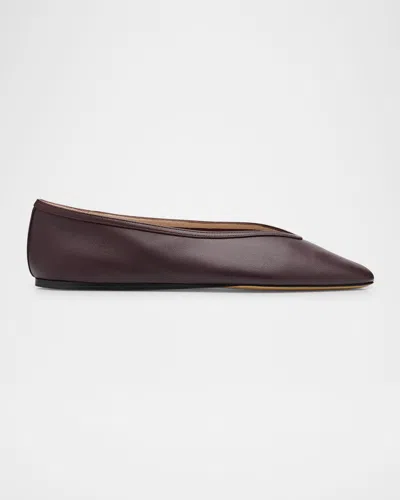 Le Monde Beryl Luna Leather Ballerina Flats In Bordeaux