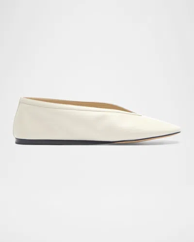 Le Monde Beryl Luna Leather Ballerina Flats In White