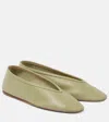 Le Monde Beryl Luna Leather Ballet Flats In Green