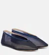 Le Monde Beryl Luna Leather-trimmed Mesh Ballet Flats In Blue