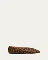 Le Monde Beryl Luna Leopard Ballerina Flats In Brown