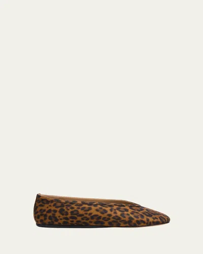 Le Monde Beryl Luna Leopard Ballerina Flats In Brown