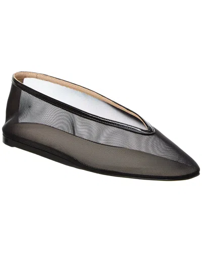 Le Monde Beryl Luna Leather-trimmed Mesh Ballet Flats In Black