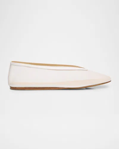 Le Monde Beryl Luna Mesh Ballerina Flats In White