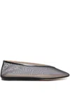 Le Monde Beryl Black Ballerinas In Fishnet Style In Leather Woman In Black