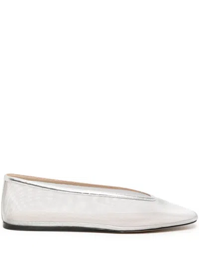 Le Monde Beryl Mesh Lace-up Ballerina Shoes In Beige