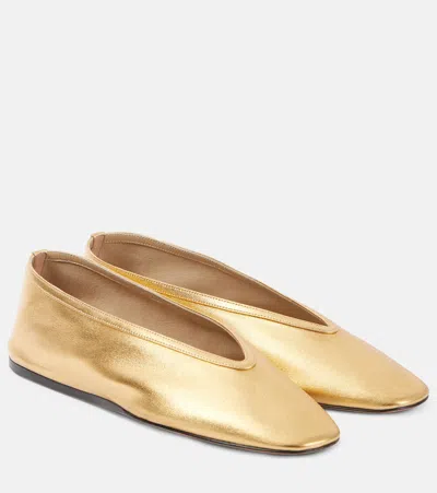 LE MONDE BERYL LE MONDE BÉRYL LUNA METALLIC LEATHER BALLET FLATS