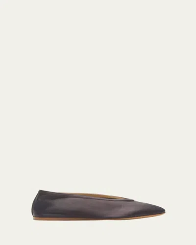 Le Monde Beryl Luna Silk Ballerina Slippers In Chocolate