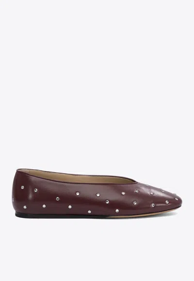 Le Monde Beryl Luna Studded Leather Ballet Flats In Burgundy