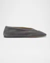 Le Monde Beryl Luna Suede Ballerina Flats In Anthracite