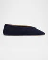 Le Monde Beryl Luna Suede Ballerina Slippers In Indigo