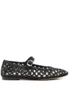 Le Monde Beryl Black Mary Jane With Strap In Woven Leather Woman