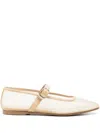 Le Monde Beryl Leather-trimmed Mesh Mary Jane Ballet Flats In Neutrals