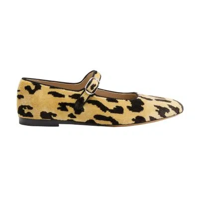 Le Monde Beryl Mary Jane Bevilacqua Velvet Ballet Flats In Beige