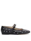 Le Monde Beryl 'mary Jane' Black Ballerinas With Eyelets