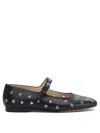 Le Monde Beryl Studded Leather Mary Jane Ballerina Flats In Black