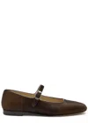 Le Monde Beryl Velvet Mary Jane Ballerina Flats In Brown