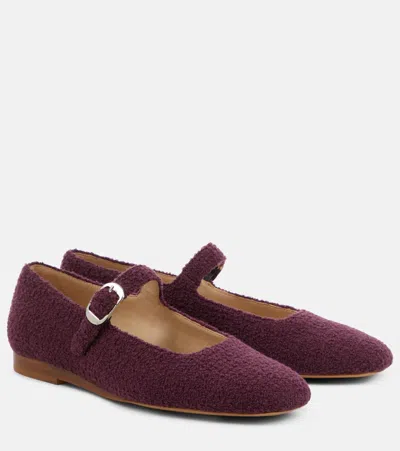 Le Monde Beryl Crystal-embellished Velvet Mary Jane Ballet Flats In Purple