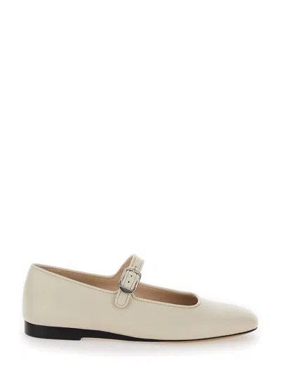 Le Monde Beryl Leather Mary Jane Ballerina Flats In White