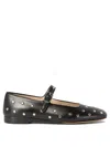 Le Monde Beryl Black Mary Jane Studded Leather Ballerina Flats