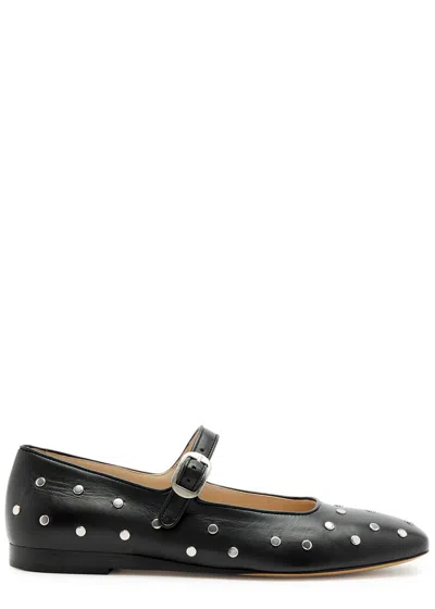 Le Monde Beryl Mary Jane Studded Leather Flats In Black