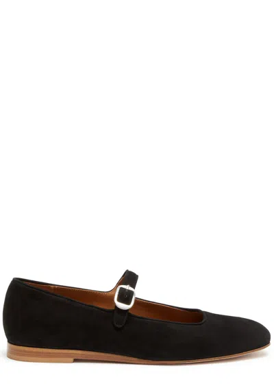 Le Monde Beryl Mary Jane Suede Flats In Black