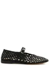 Le Monde Beryl Black Mary Jane With Strap In Woven Leather Woman In Black