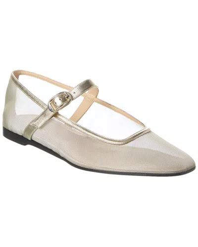 Le Monde Beryl Mesh & Leather Mary Jane Flat In Gold