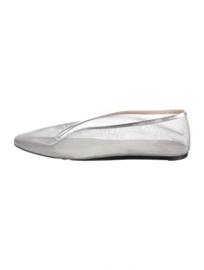 Pre-owned Le Monde Beryl Mesh Ballet Flats In Silver