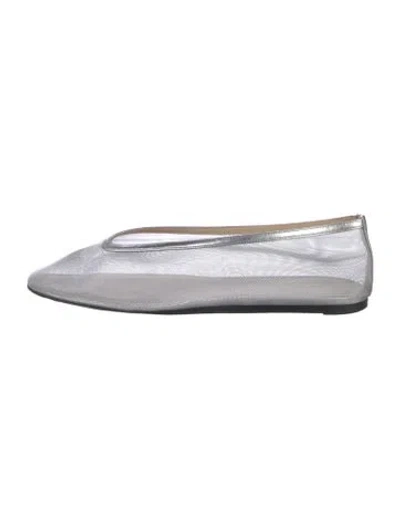 Pre-owned Le Monde Beryl Mesh Ballet Flats In Silver