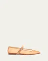 Le Monde Beryl Mesh Mary Jane Ballerina Flats In Cognac