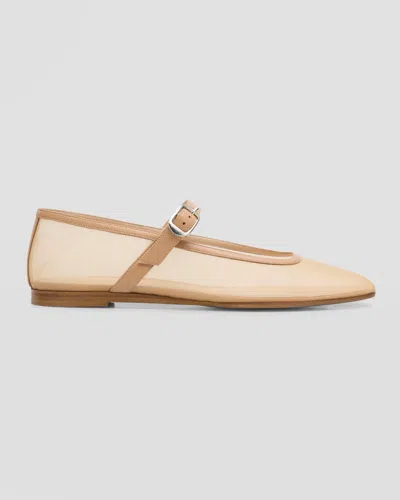 Le Monde Beryl Mesh Mary Jane Ballerina Flats In Fawn
