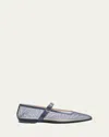 Le Monde Beryl Mesh Mary Jane Ballerina Flats In Navy